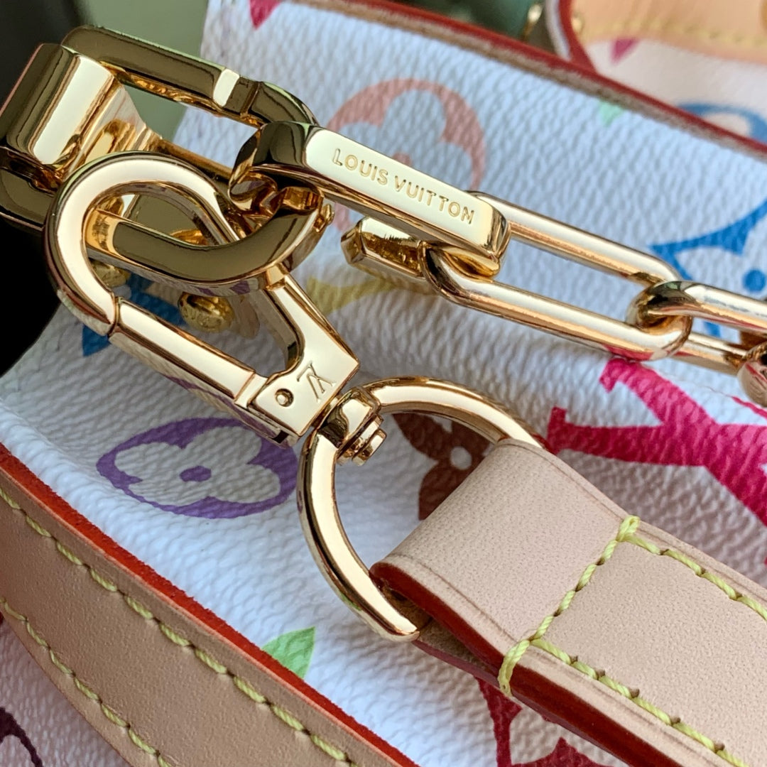 LV x TM DAUPHINE SOFT 28 IN COLORFUL MONOGRAM PATTERN AND WHITE COATED CANVAS