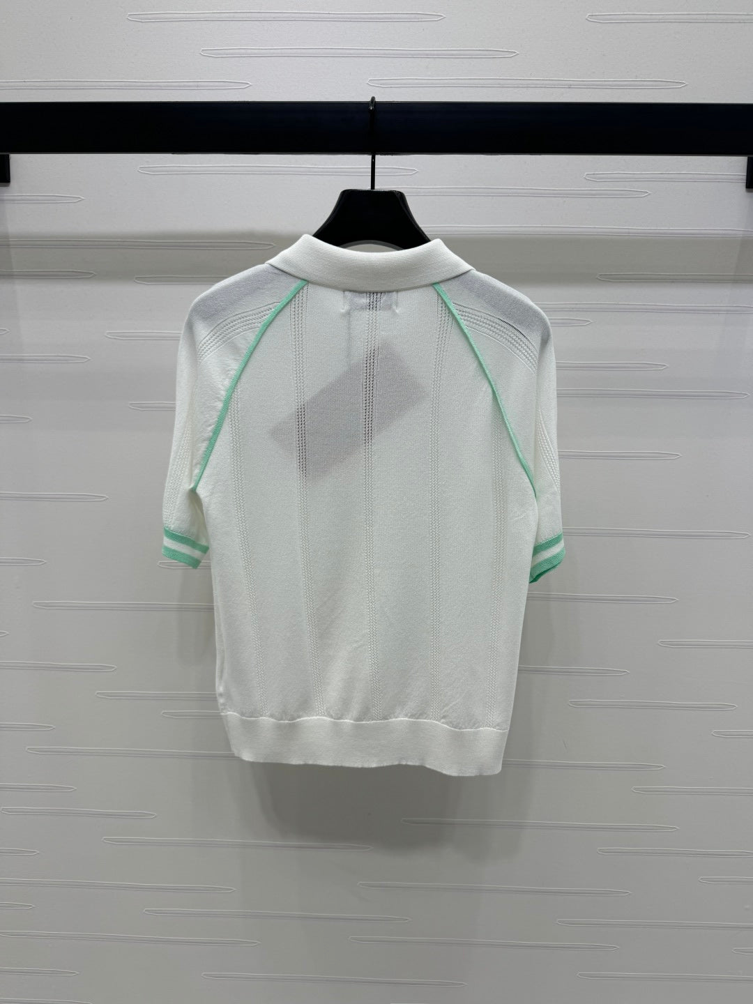 MIU 25S ROUND NECK STRIPED KNIT RAGLAN SHORT SLEEVES 264108