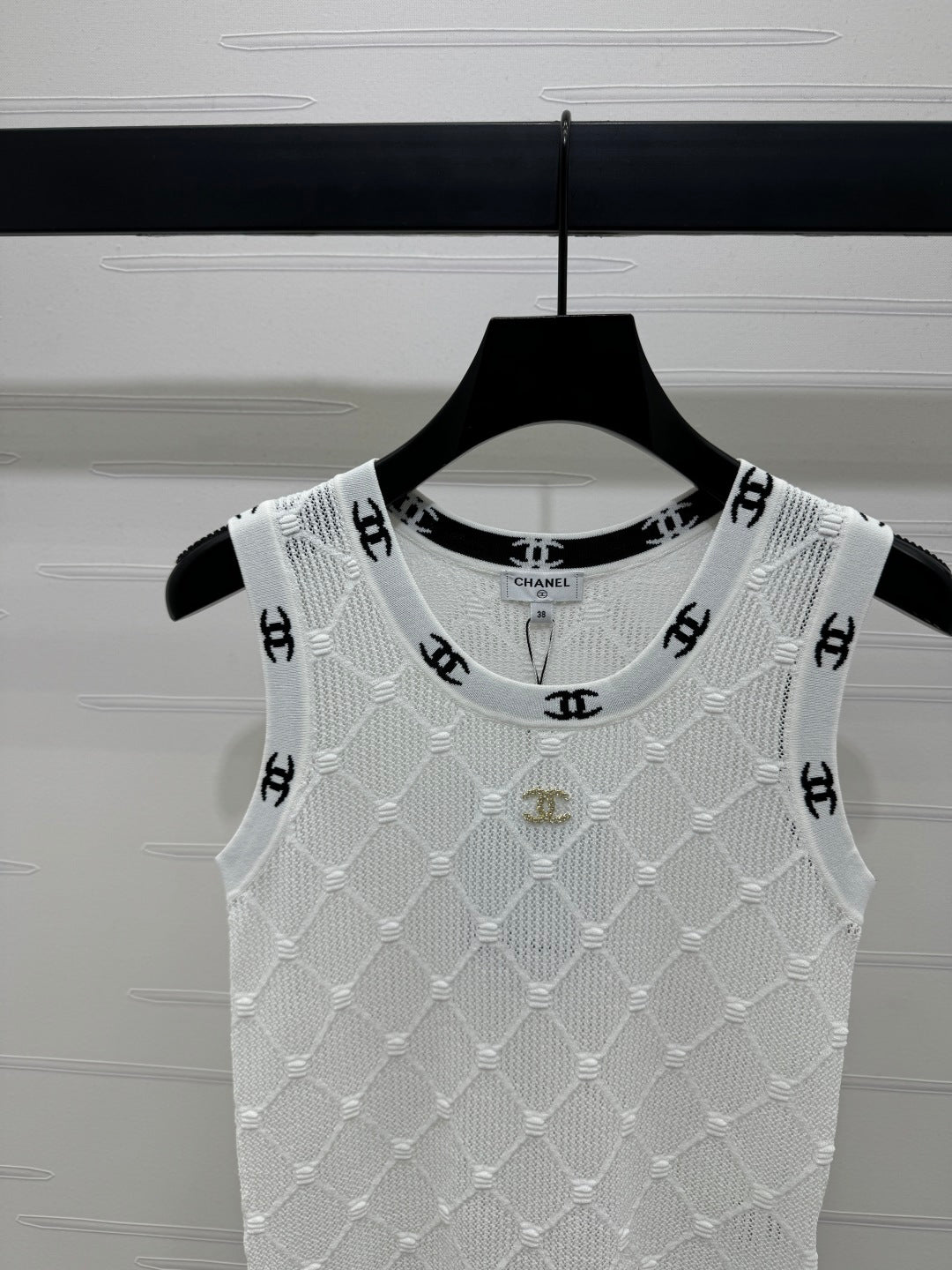 CHANEL 25S DIAMOND HOLLOW KNIT VEST 264033