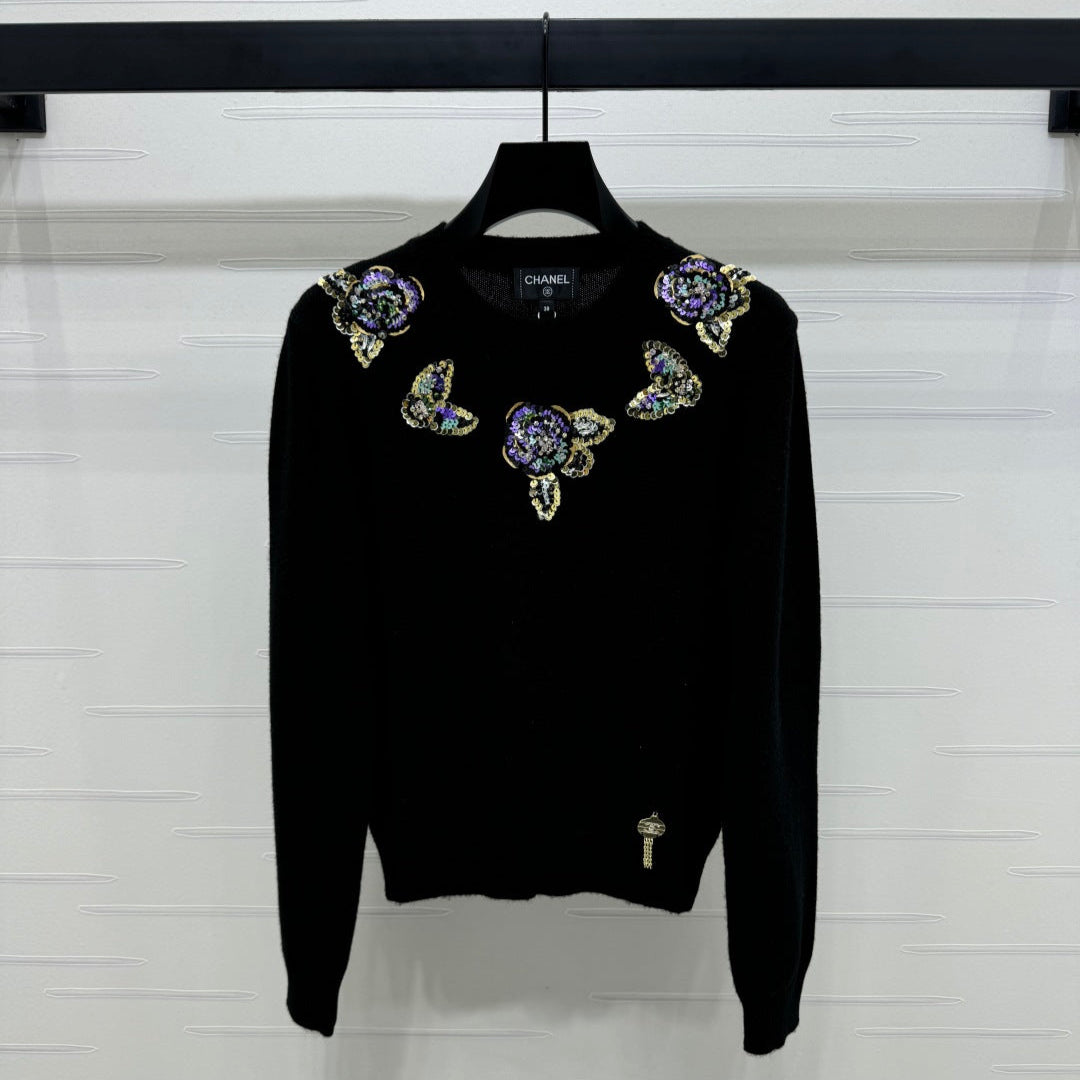 CHANEL SEQUIN CAMELLIA PULLOVER 274882