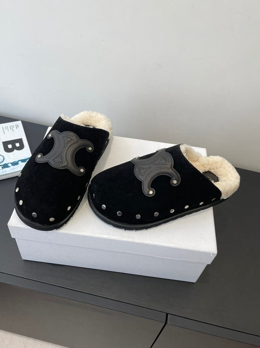 МЮЛІ CELINE 26S НА ХУТРЯНІЙ ПІДКЛАДЦІ З ЧОРНОЇ ЗАМШІ
