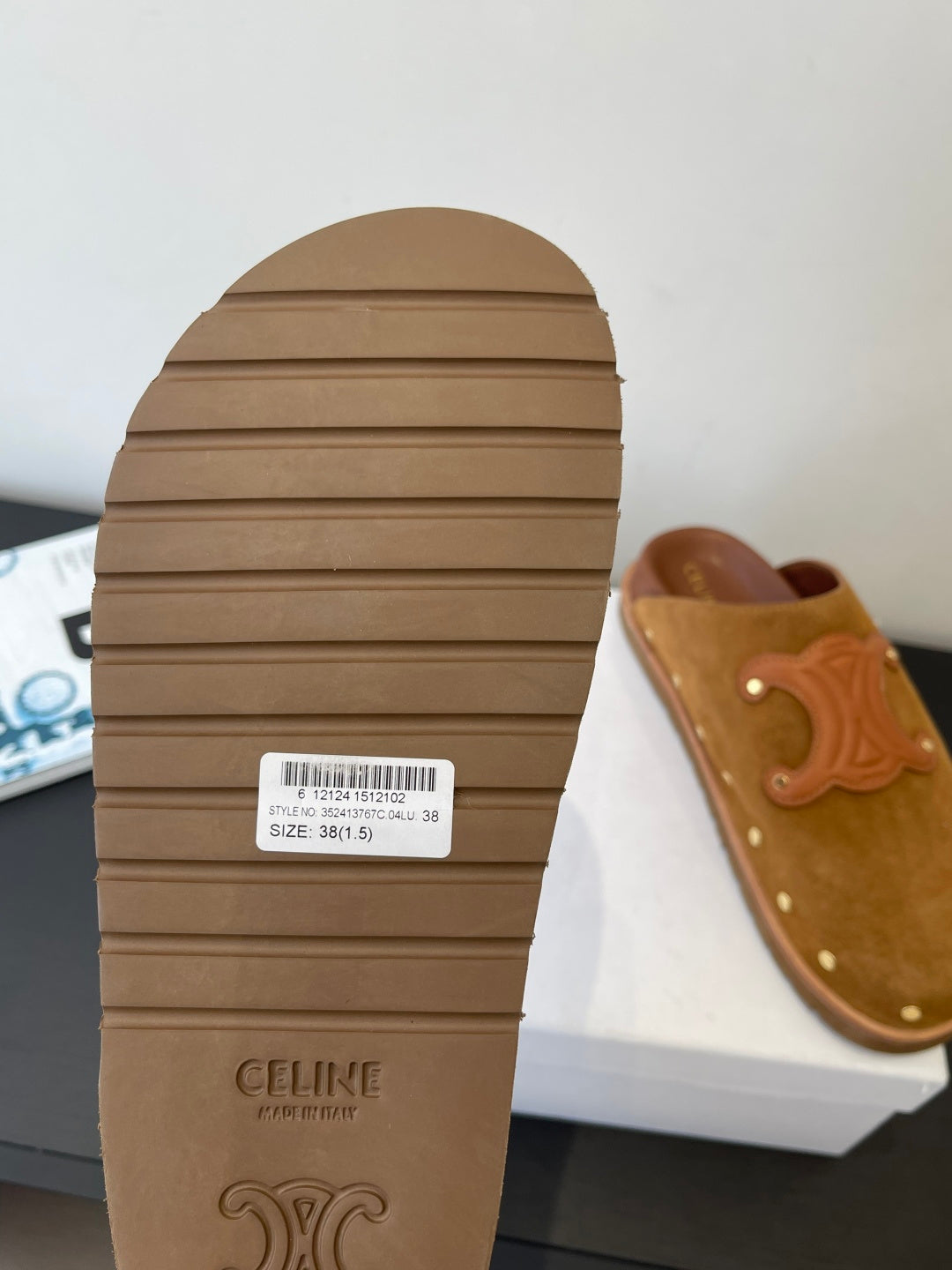 CELINE 26S MULE IN BROWN SUEDE