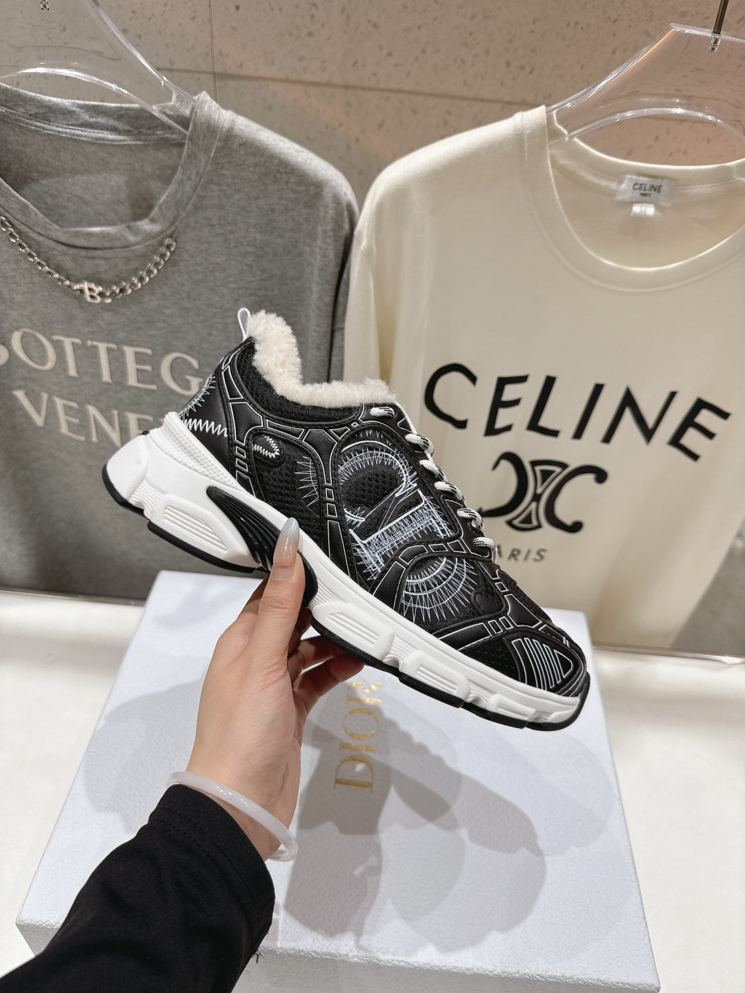 DIOR CHRONO SNEAKER 25S IN BLACK LAMBSKIN AND MESH FABRIC STYLE 3 - 35