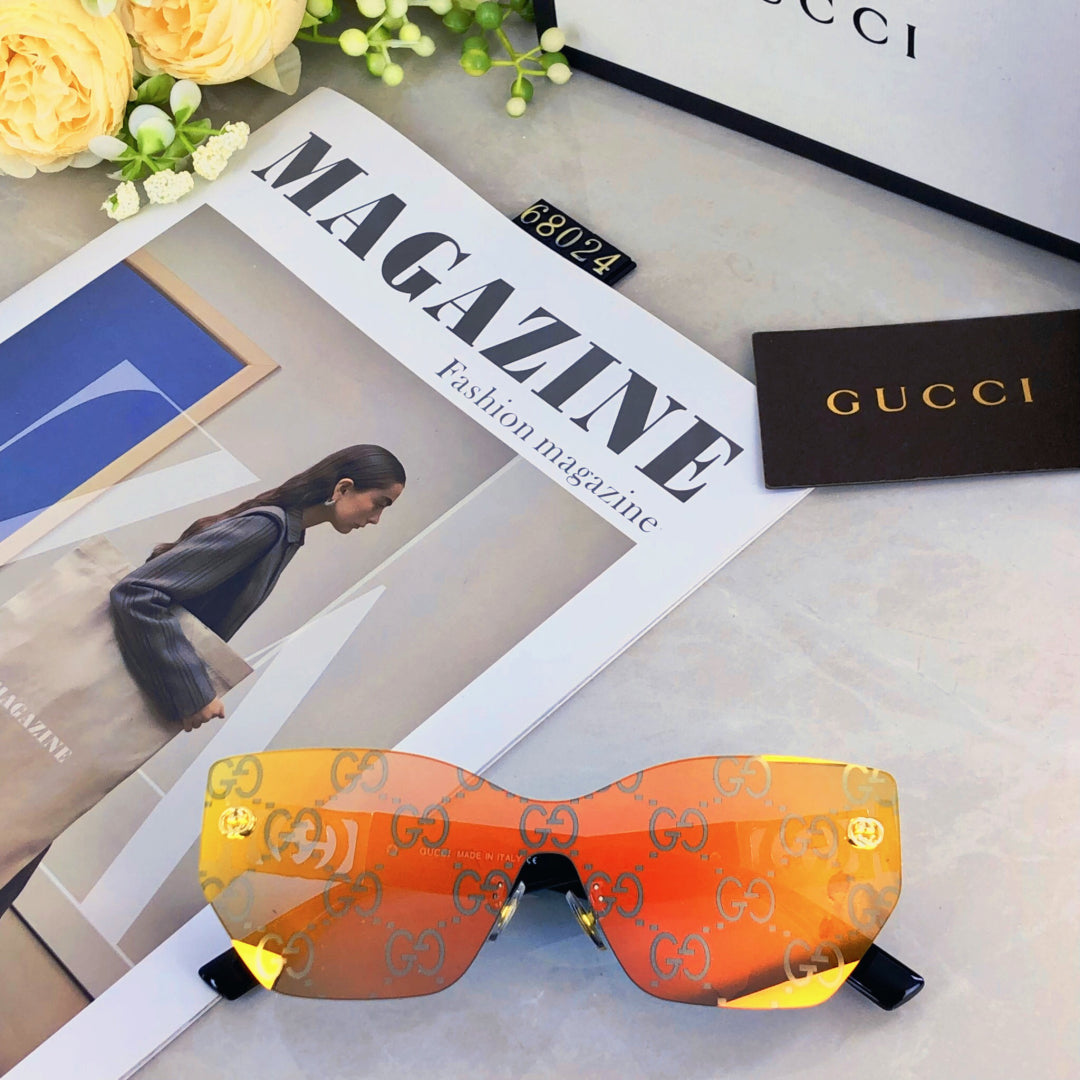MIRRORED BUTTERFLY FRAME SUNGLASSES 571497 IN ACETATE EMBOSSED LOGO - Blue oblique mask