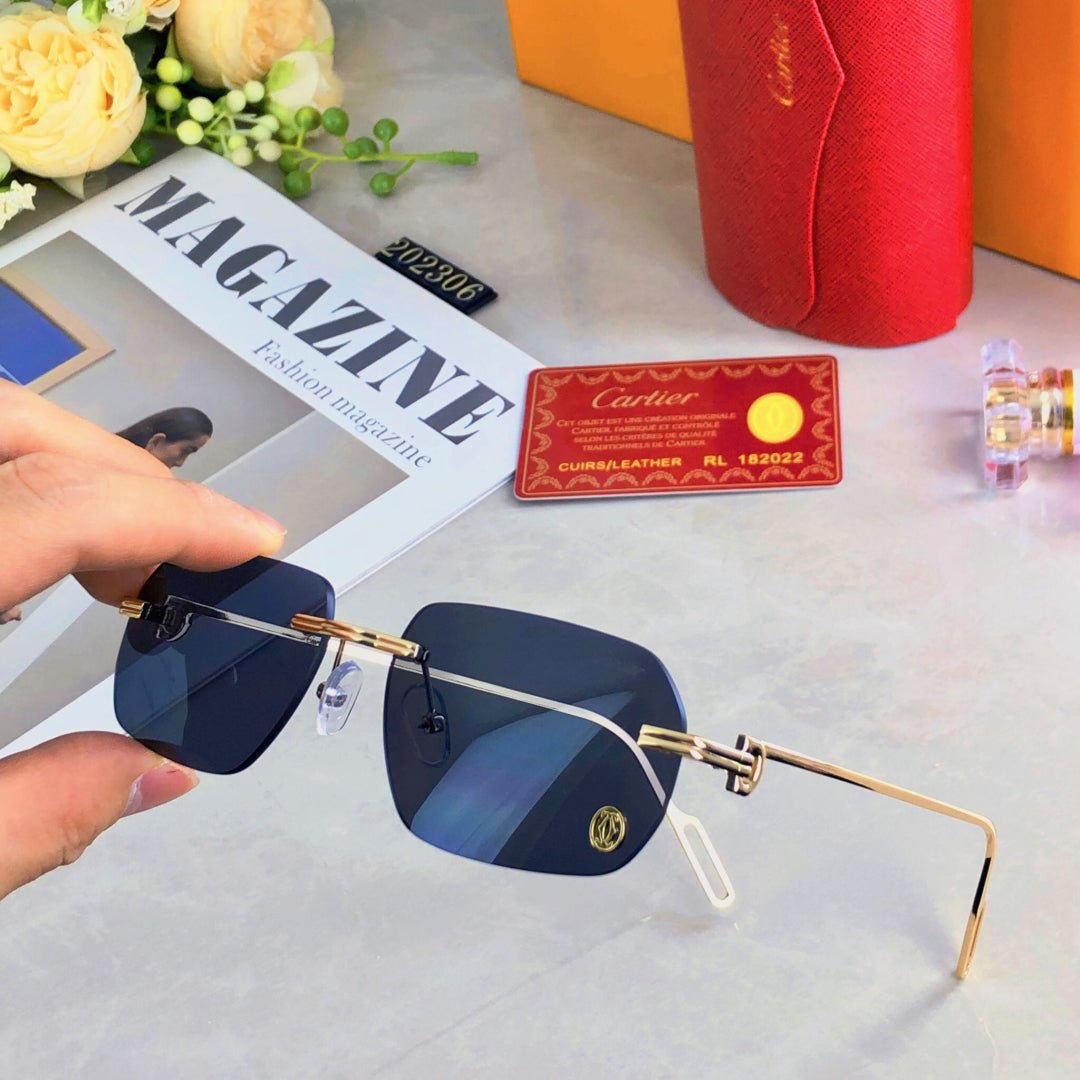 C DE RECTANGULAR SUNGLASSES  578002 IN METAL - Blue