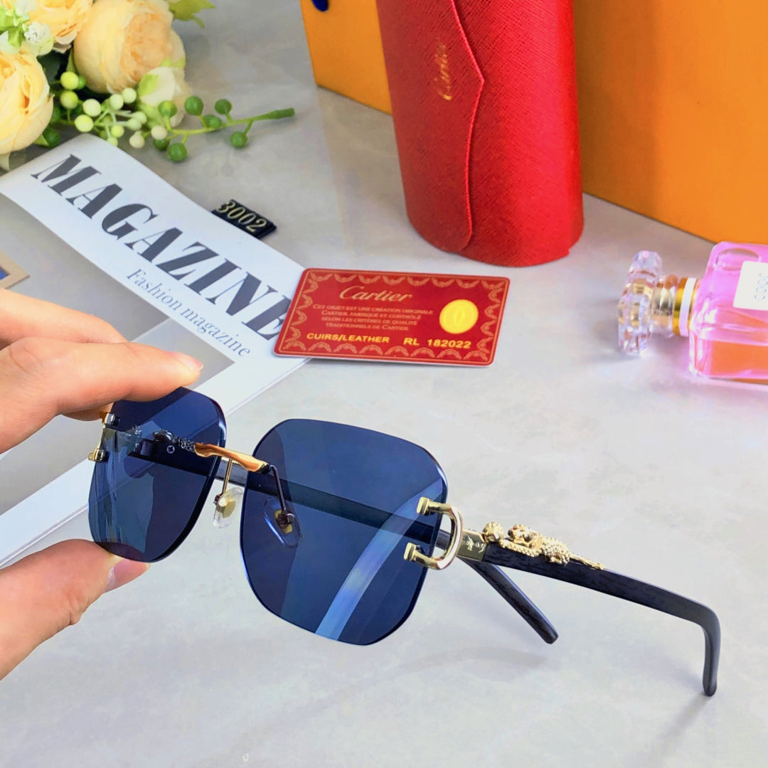 PANTHÈRE RECTANGULAR FRAME SUNGLASSES 580762 IN METAL - Blue
