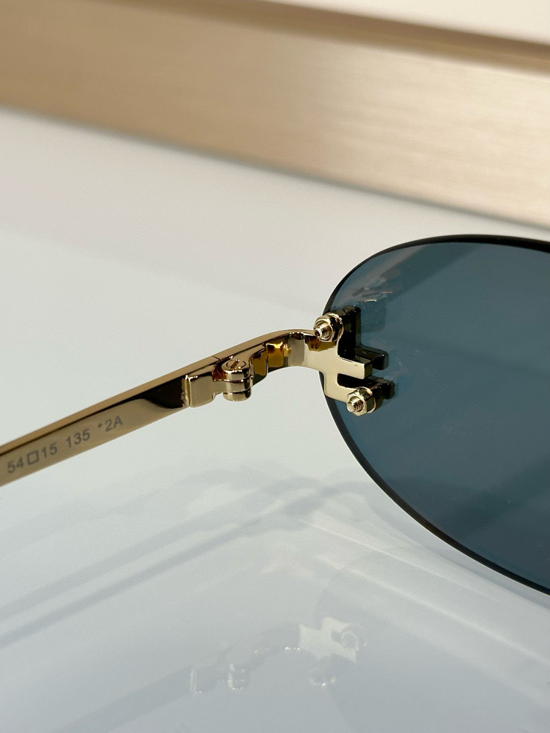 FIRST CRYSTAL RIMLESS OVAL FRAME SUNGLASSES FE4075US IN METAL - Brown