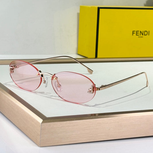 FIRST CRYSTAL RIMLESS OVAL FRAME SUNGLASSES FE4075US IN METAL - Pink