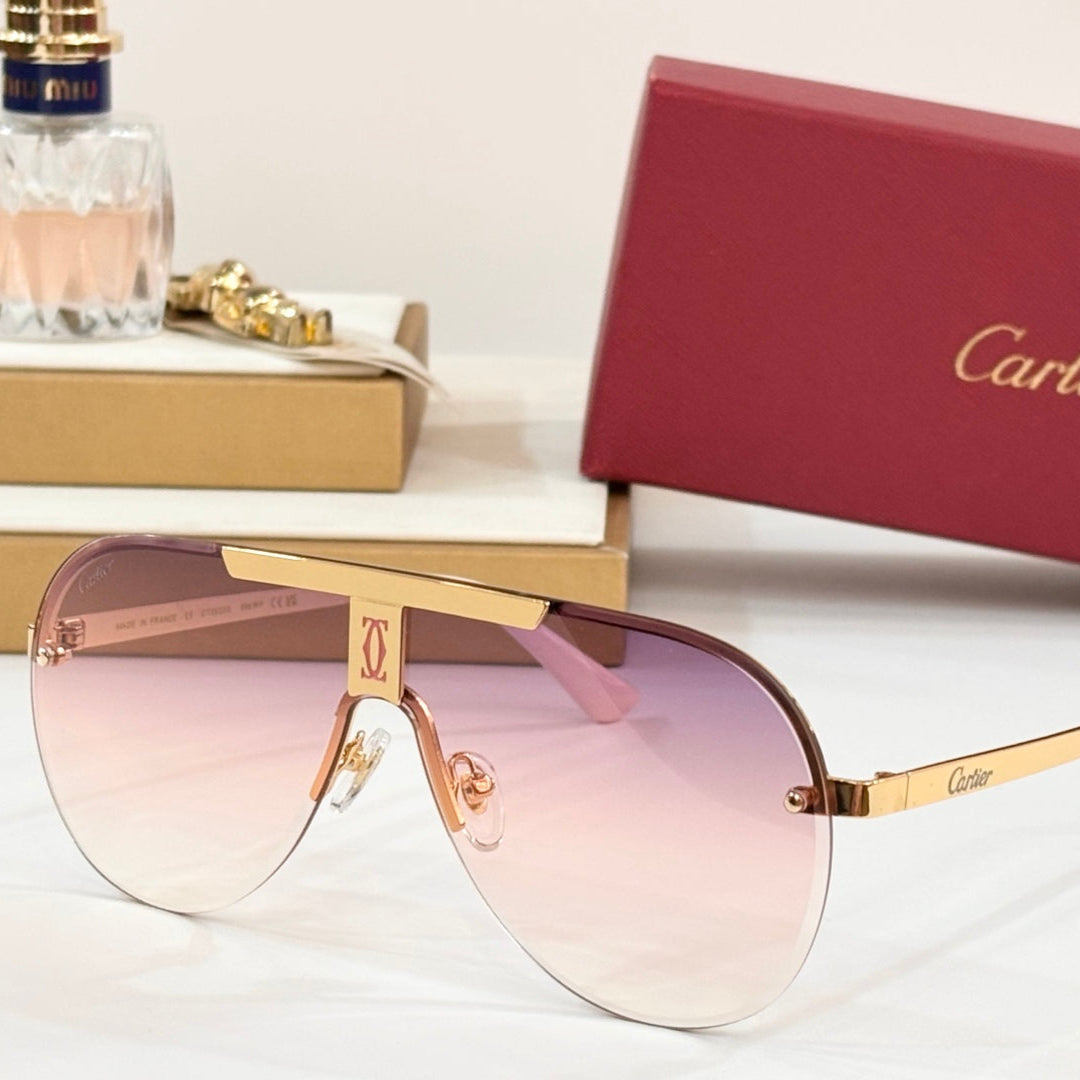 SIGNATURE C DE AVIATOR FRAME SUNGLASSES 524543 IN METAL - Pink