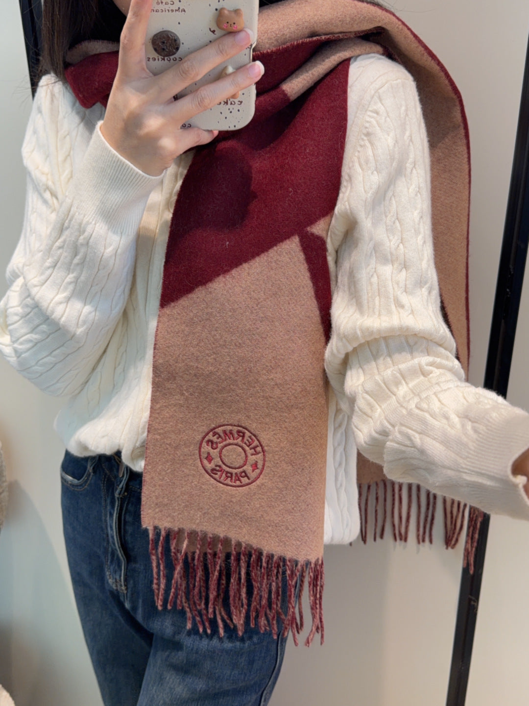 HERMES 25S SCARF 190 IN CASHMERE 989785