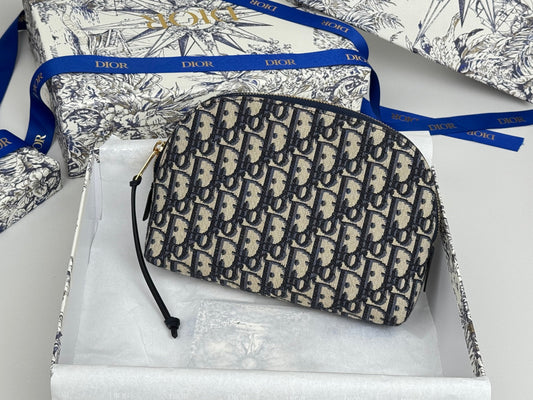 Dior 25S 30 MONTAIGNE СУМКА-КЛАТЧ 24 ІЗ СИНЬОГО ЖАККАРДУ DIOR OBLIQUE