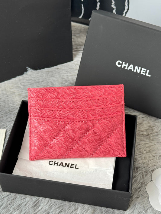 CHANEL 25S КАРТХОЛДЕР 11 ВІДТІНКУ WATERMELON, ЗЕРНИСТА ШКІРА, ЗОЛОТА ФУРНІТУРА