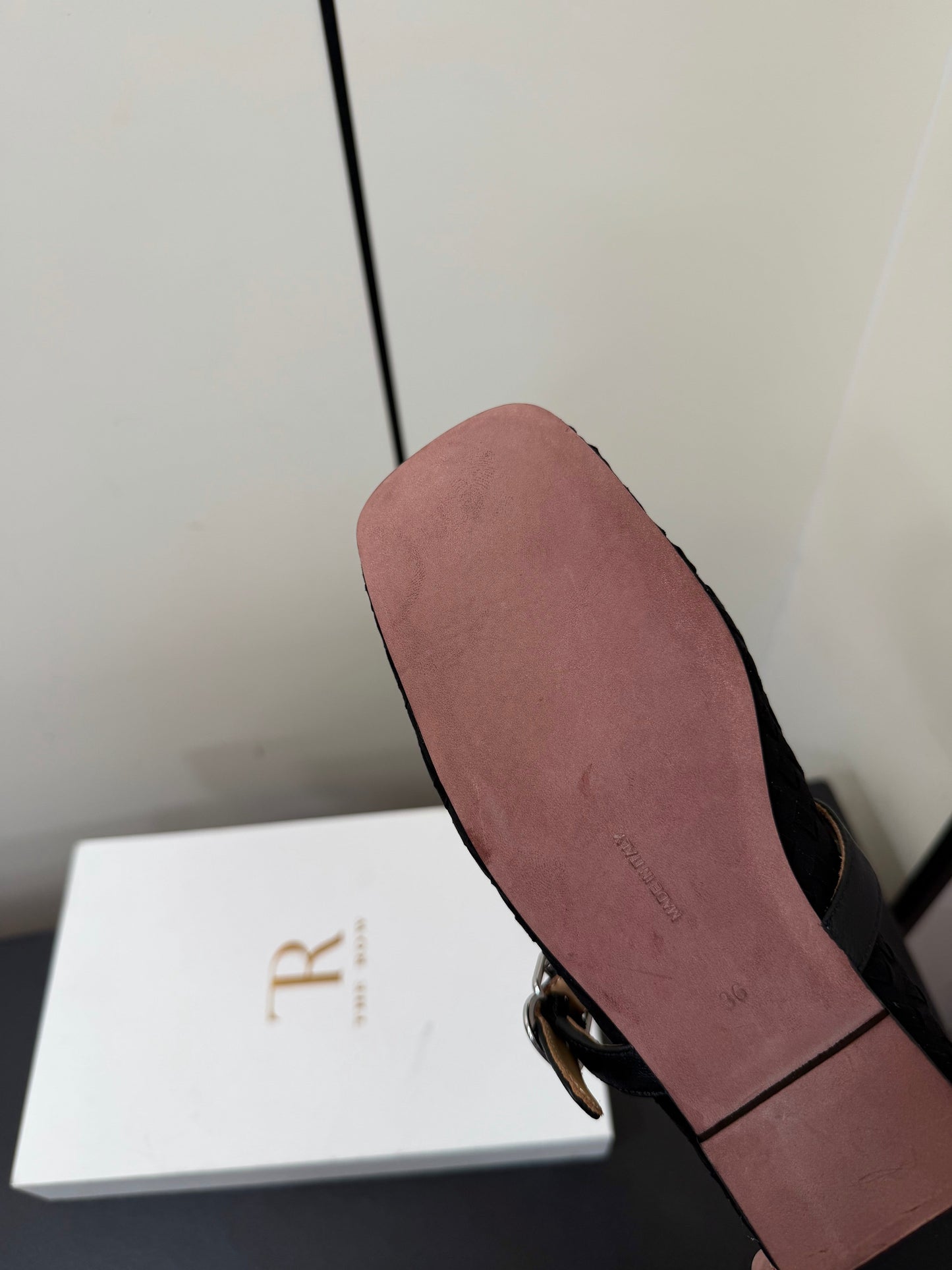 THE ROW 26S MARY JANE BALLET FLATS IN BLACK SUEDE AND CALFSKIN