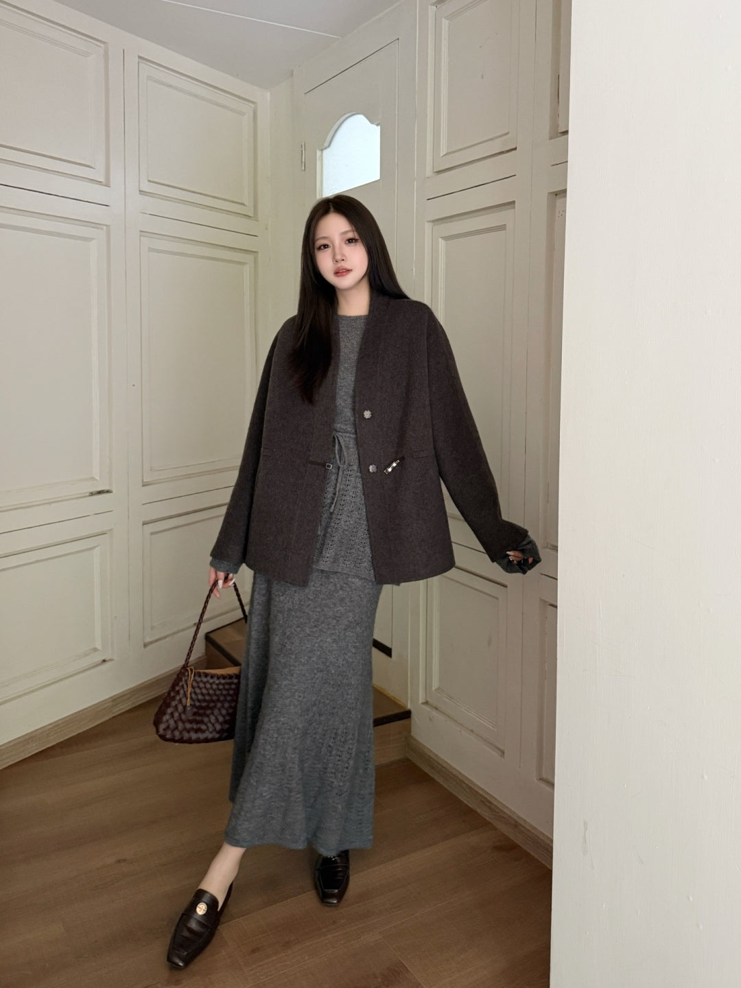 HERMES 25S REVERSIBLE LONG KNIT CARDIGAN 173