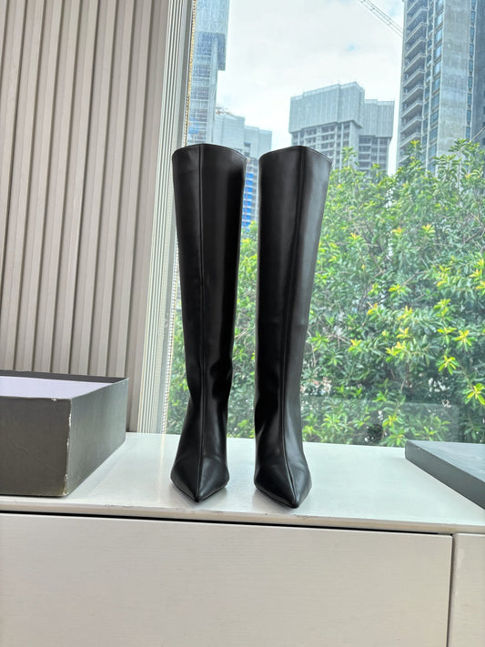 BALENCIAGA 25S HIGH BOOT IN BLACK EMBOSSED COW LEATHER - 34