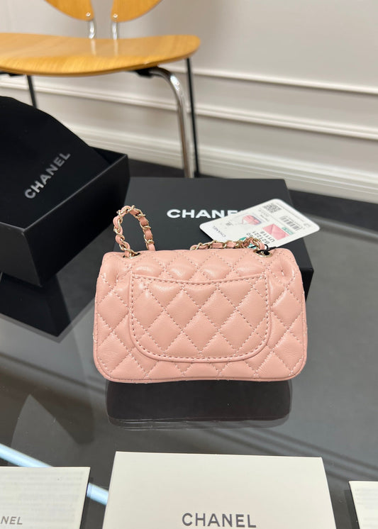CHANEL 25S СУМКА-ФЛЕП З ШАРМОМ 13 З РОЖЕВОЇ ШКІРИ ЯГНЯТИ