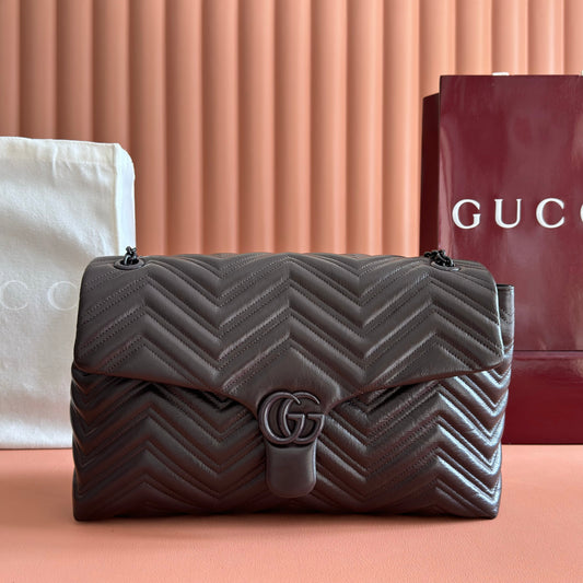GUCCI 26S СУМКА GG MARMONT 37 З ТЕМНО-КОРИЧНЕВОЇ ТЕЛЯЧОЇ ШКІРИ