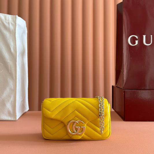 GUCCI 26S СУМКА GG MARMONT 16 З ЖОВТОЇ ОВЕЧОЇ ШКІРИ
