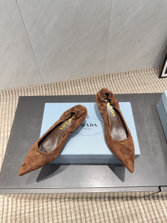 ТУФЛІ PRADA 26S 55 ММ З КОРИЧНЕВОЇ ЗАМШІ