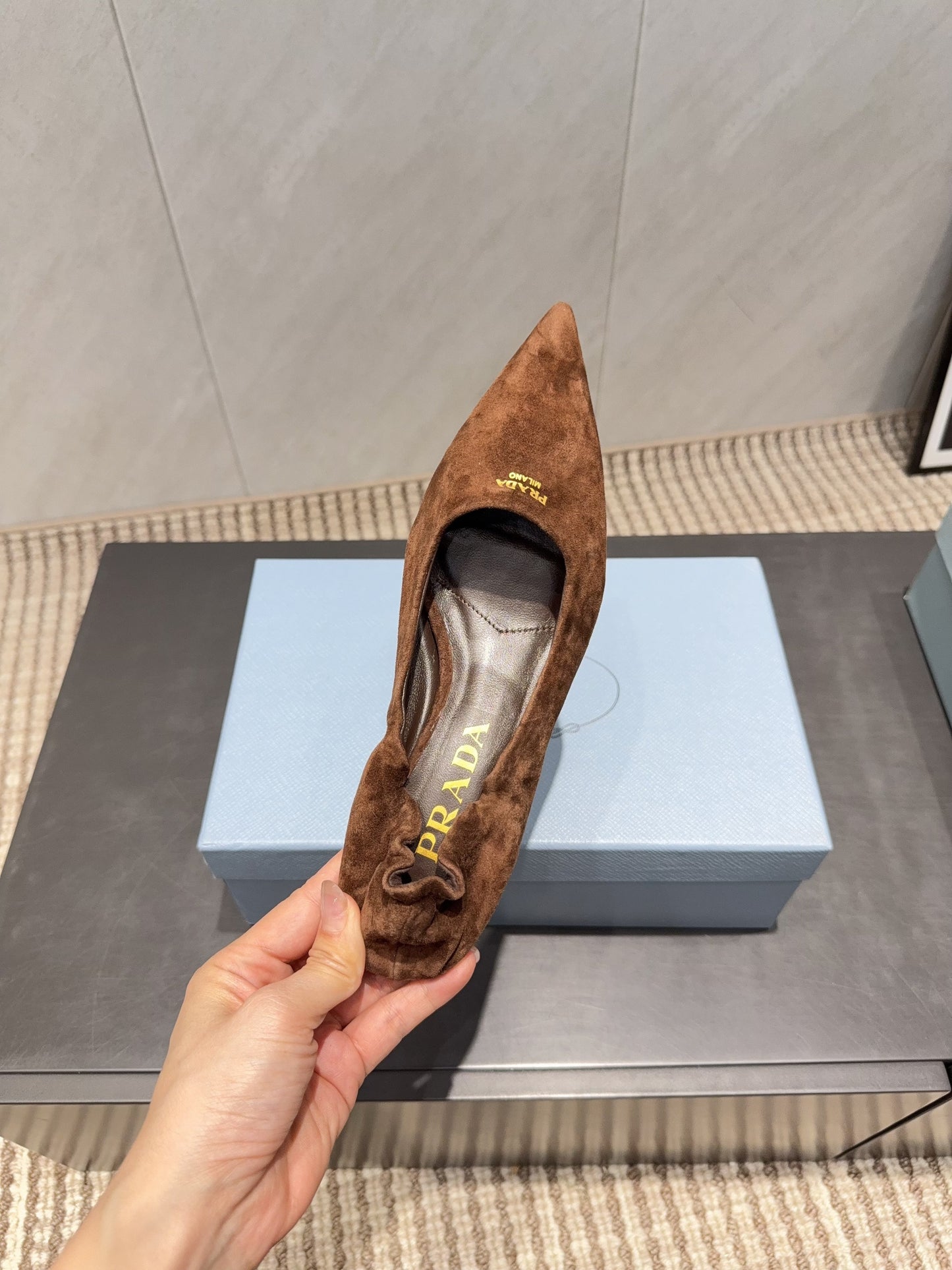 ТУФЛІ PRADA 26S 55 ММ З КОРИЧНЕВОЇ ЗАМШІ