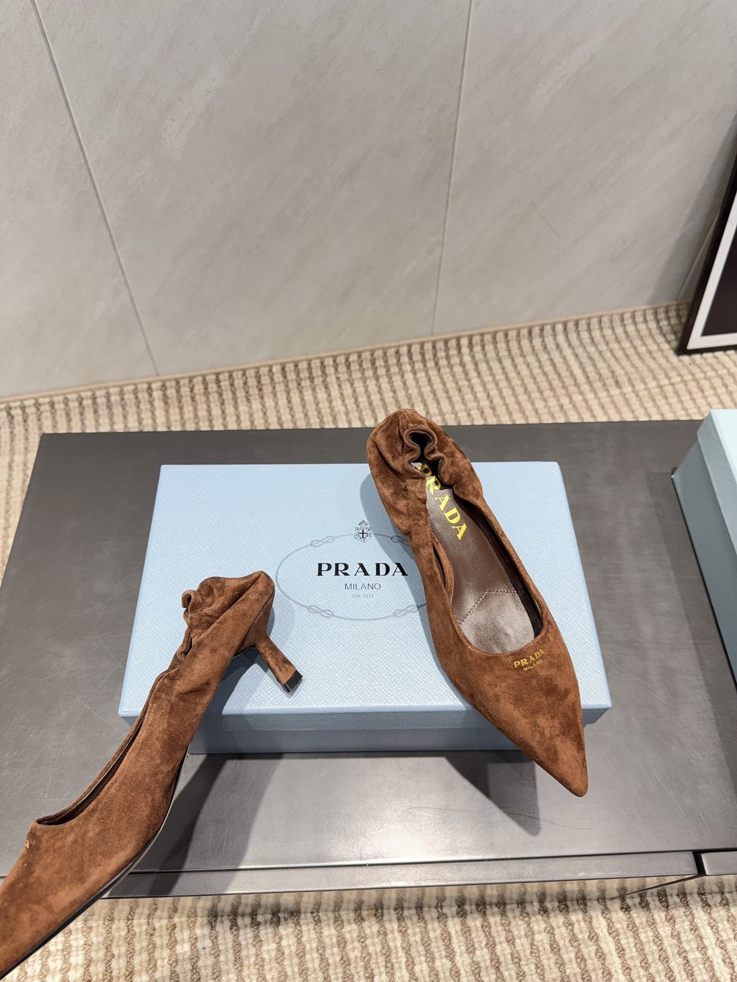 ТУФЛІ PRADA 26S 55 ММ З КОРИЧНЕВОЇ ЗАМШІ