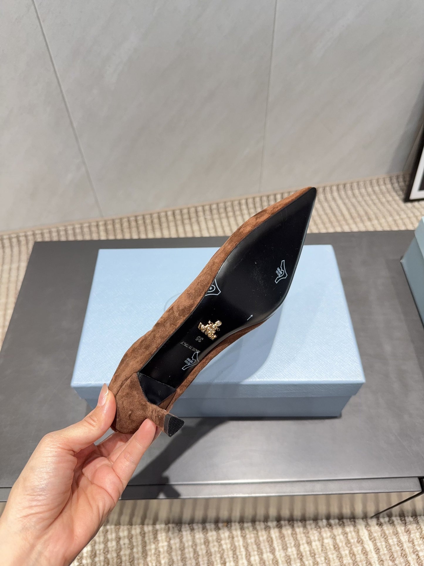 ТУФЛІ PRADA 26S 55 ММ З КОРИЧНЕВОЇ ЗАМШІ