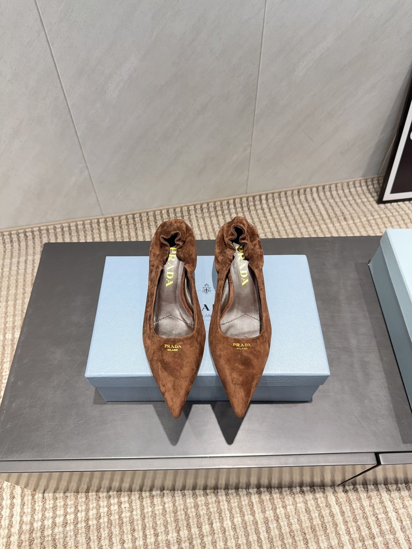 ТУФЛІ PRADA 26S 55 ММ З КОРИЧНЕВОЇ ЗАМШІ