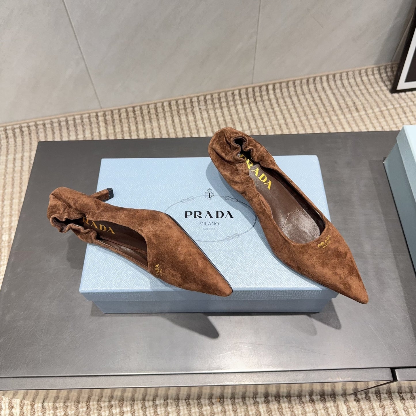 ТУФЛІ PRADA 26S 55 ММ З КОРИЧНЕВОЇ ЗАМШІ