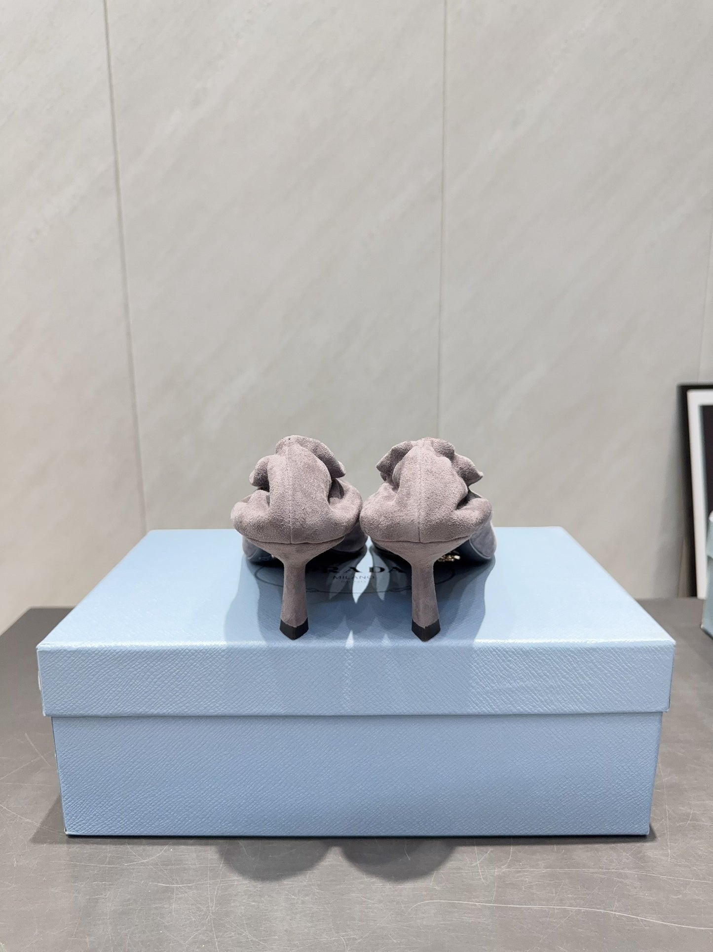PRADA 26S PUMPS 55MM IN TAUPE BROWN SUEDE