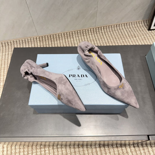 ТУФЛІ PRADA 26S PUMPS 55 ММ З КОРИЧНЕВО-СІРОЇ ЗАМШІ