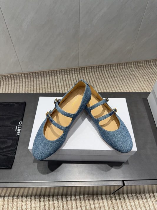 БАЛЕТКИ CELINE 26S З СИНЬОГО ДЕНІМУ