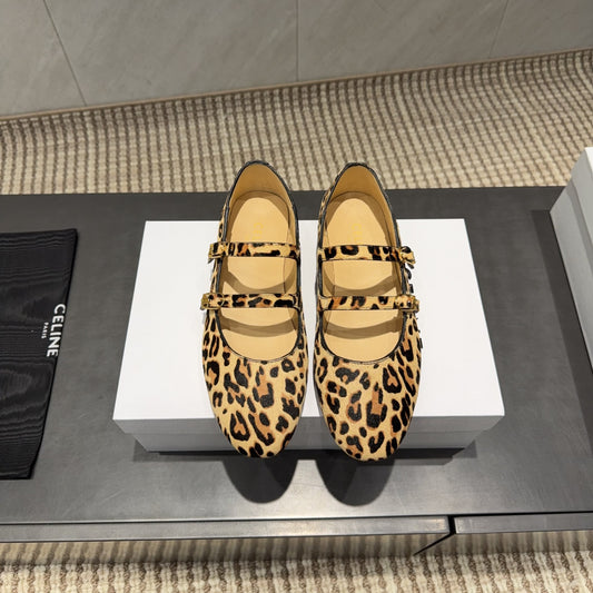 БАЛЕТКИ CELINE 26S ЗІ ШКІРИ З ЛЕОПАРДОВИМ ПРИНТОМ