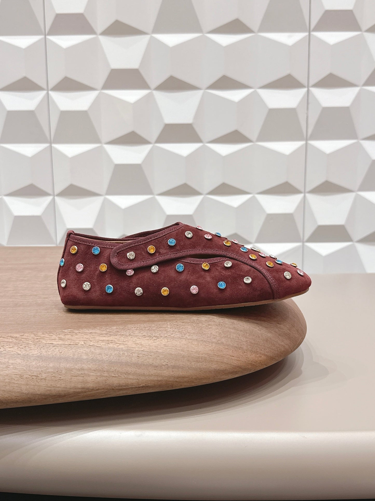 ALAIA 26S EMBELLISHED FLATS IN BROWN SUEDE