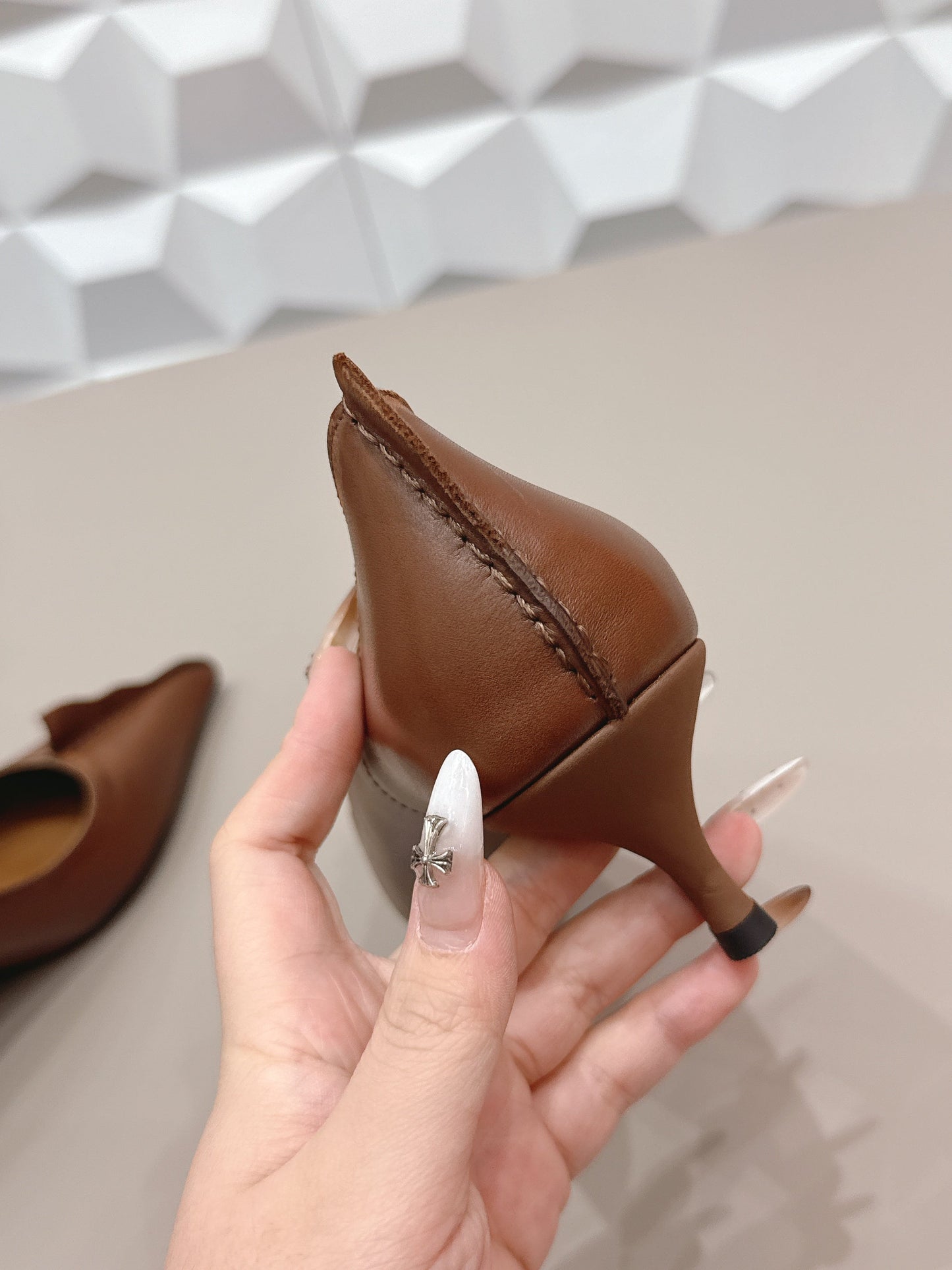 PRADA 26S POINTED TOE HIGH HEELS 55MM IN BROWN CALFSKIN