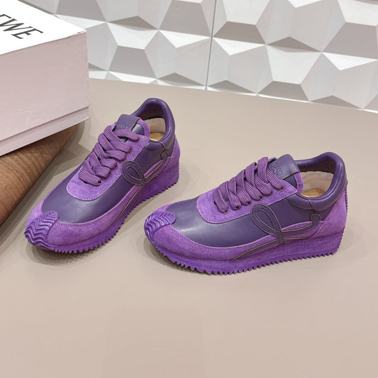 КРОСІВКИ LOEWE 26S FLOW RUNNER З ТЕМНО-ФІОЛЕТОВОЇ ТЕЛЯЧОЇ ШКІРИ ТА ЗАМШІ