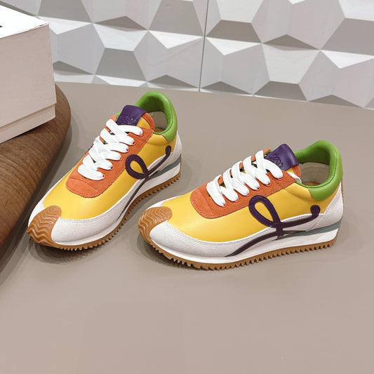 LOEWE 26S КРОСІВКИ FLOW RUNNER З РІЗНОКОЛЬОРОВОЇ ТЕЛЯЧОЇ ШКІРИ ТА ЗАМШІ, СТИЛЬ 5