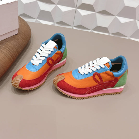 LOEWE 26S КРОСІВКИ FLOW RUNNER З РІЗНОКОЛЬОРОВОЇ ЗАМШІ ТА ТЕЛЯЧОЇ ШКІРИ