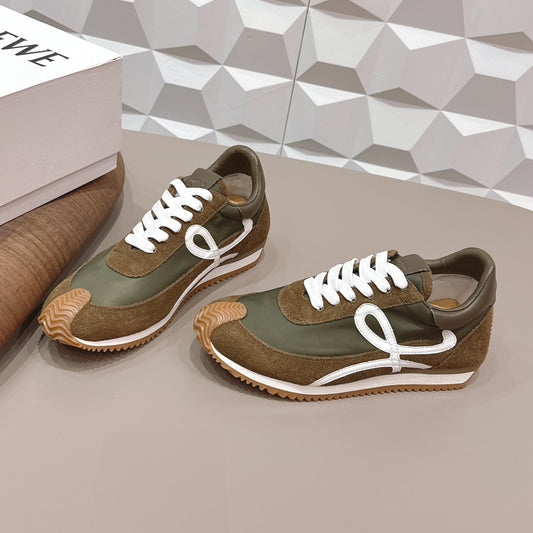 КРОСІВКИ LOEWE 26S FLOW RUNNER З ТЕМНО-КОРИЧНЕВОЇ ЗАМШІ ТА ТЕЛЯЧОЇ ШКІРИ
