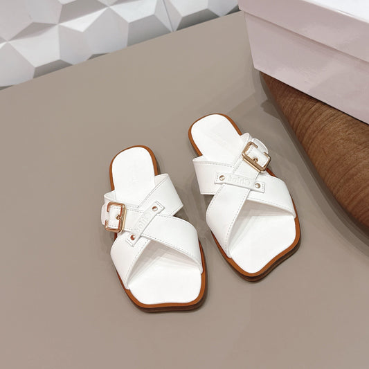 БОСОНІЖКИ CHLOÉ 26S З БІЛОЇ ТЕЛЯЧОЇ ШКІРИ