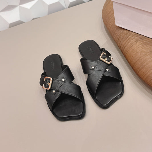 БОСОНІЖКИ CHLOÉ 26S З ЧОРНОЇ ТЕЛЯЧОЇ ШКІРИ