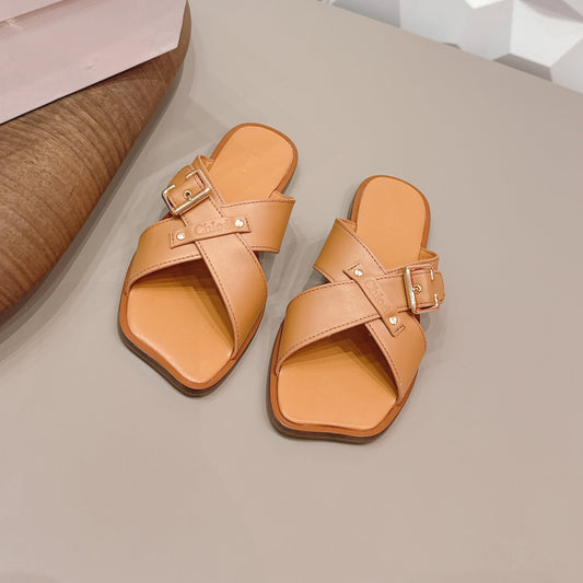 БОСОНІЖКИ CHLOÉ 26S ЗІ СВІТЛО-КОРИЧНЕВОЇ ТЕЛЯЧОЇ ШКІРИ