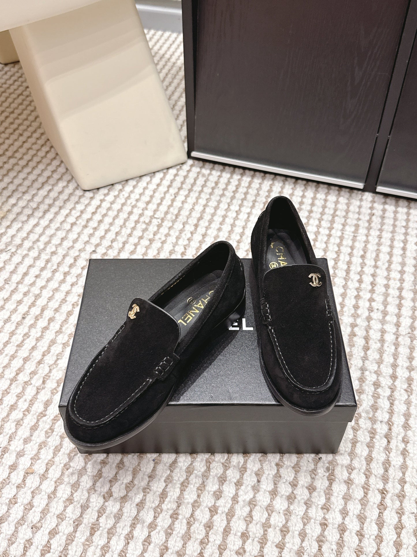 CHANEL 26S LOAFERS IN BLACK SUEDE