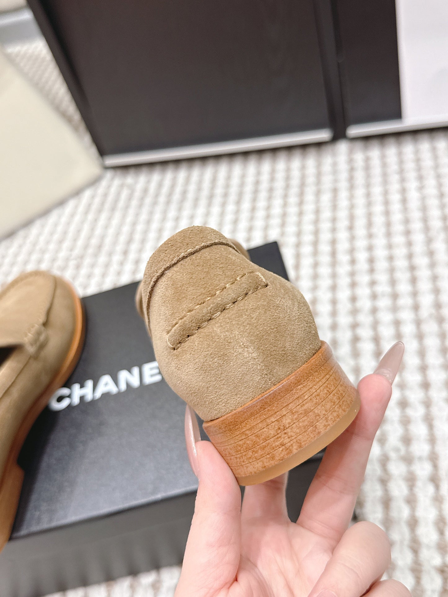 CHANEL 26S LOAFERS IN LIGHT BROWN SUEDE