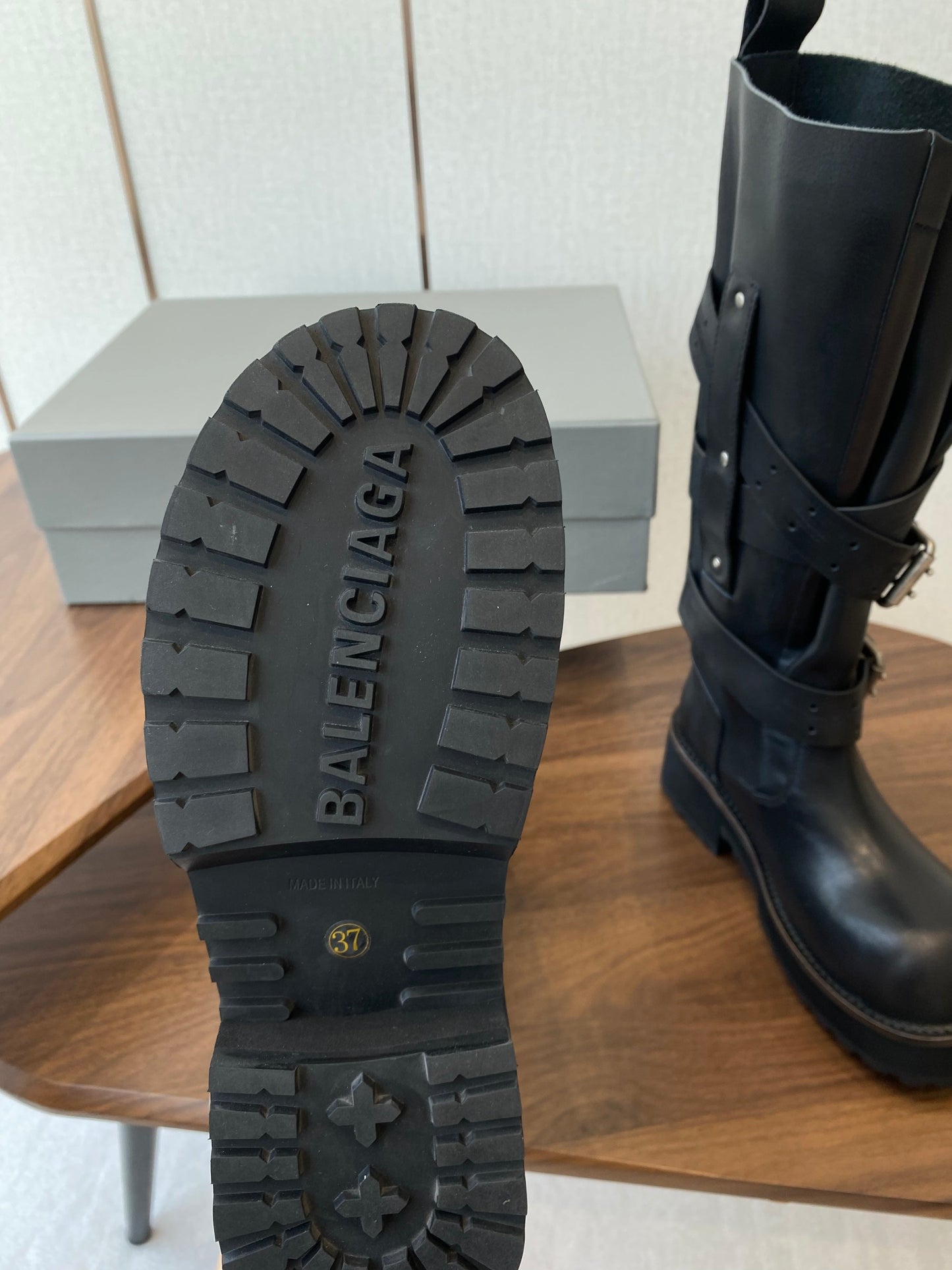 BALEN HIGH BUCKLE BOOTS IN BLACK CALFSKIN - 35