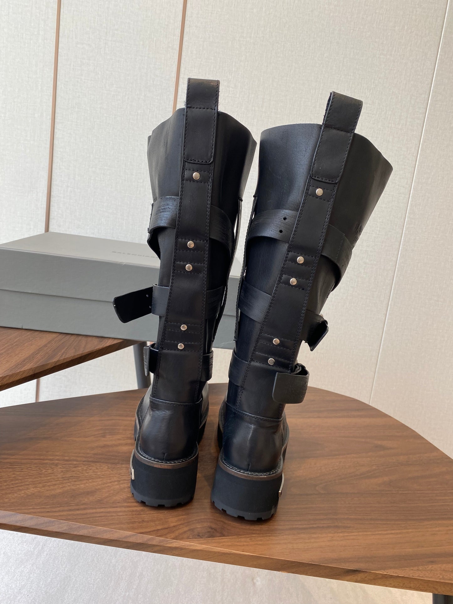 BALEN HIGH BUCKLE BOOTS IN BLACK CALFSKIN - 35