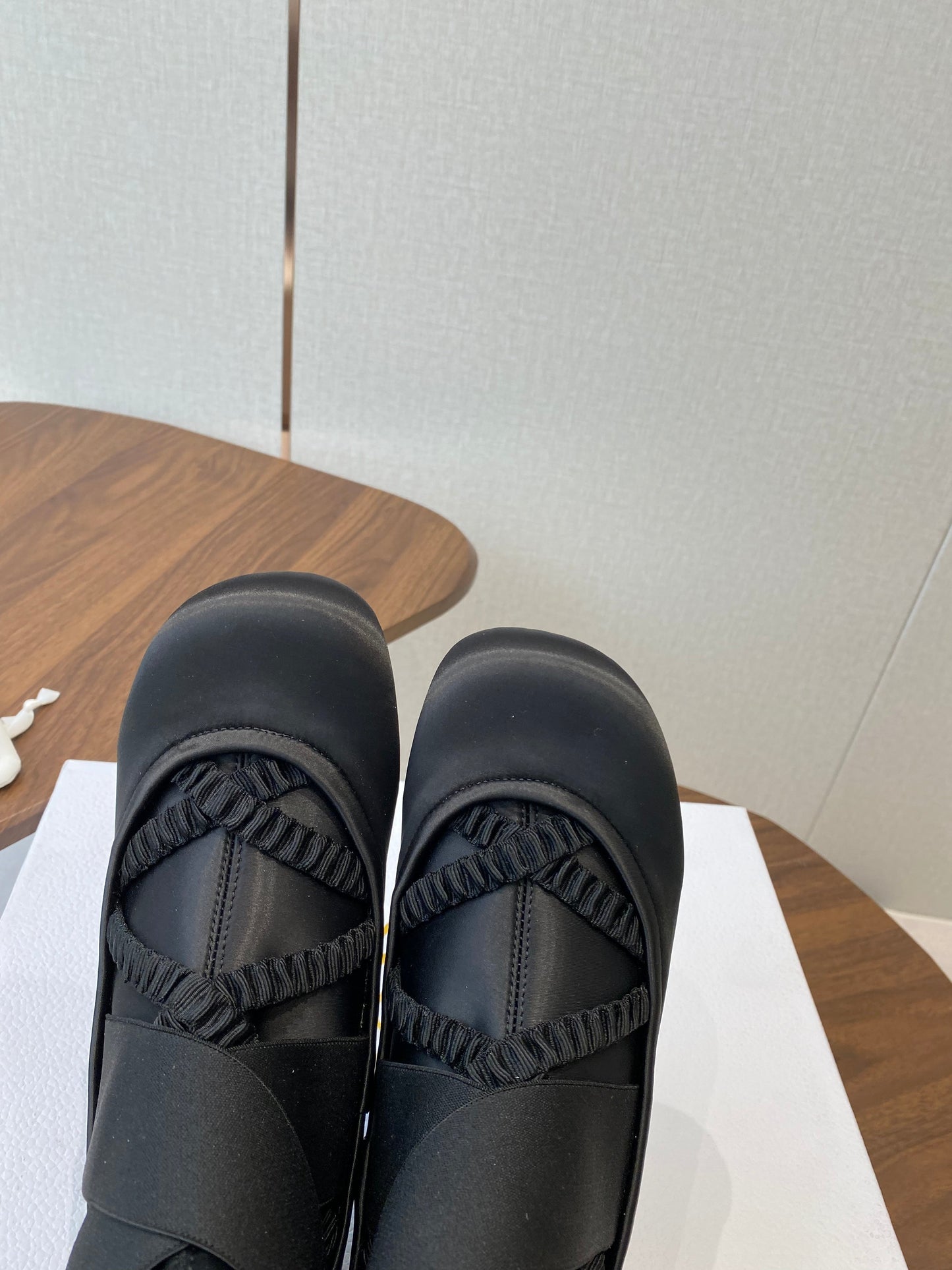 DIOR 25S STRETCH BALLET BOOTS IN BLACK FULL SATIN - 35