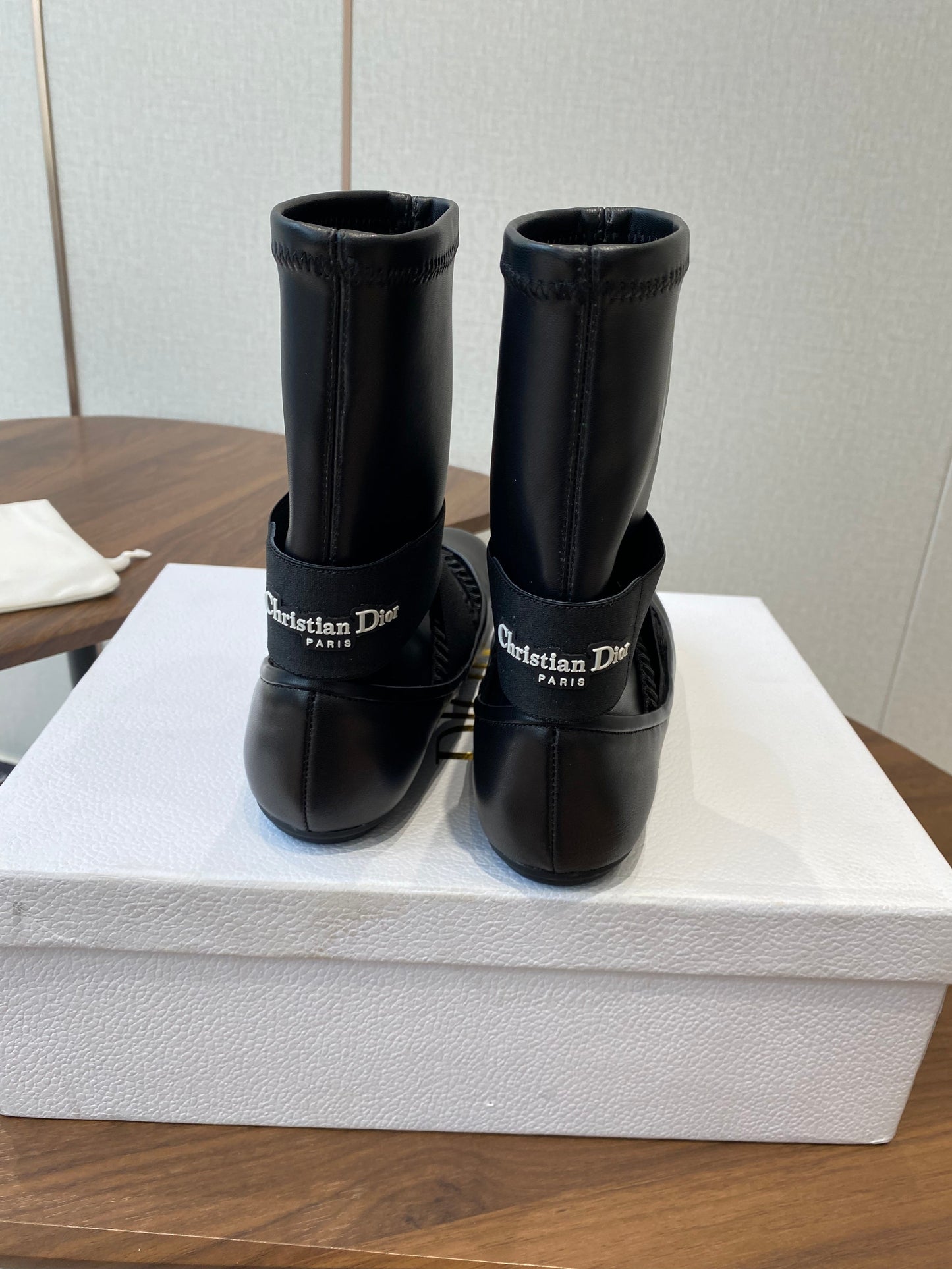DIOR 25S STRETCH BALLET BOOTS IN BLACK FULL CALFSKIN - 35