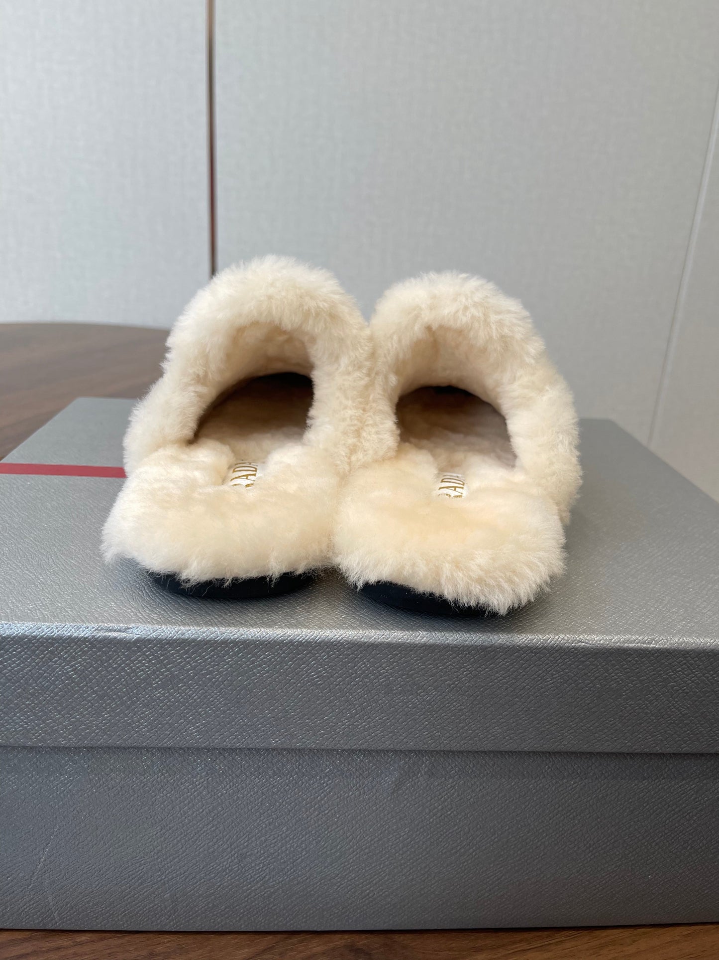 PRADA 25S CLOGS IN BROWN SUEDE FUR-LINED - 35