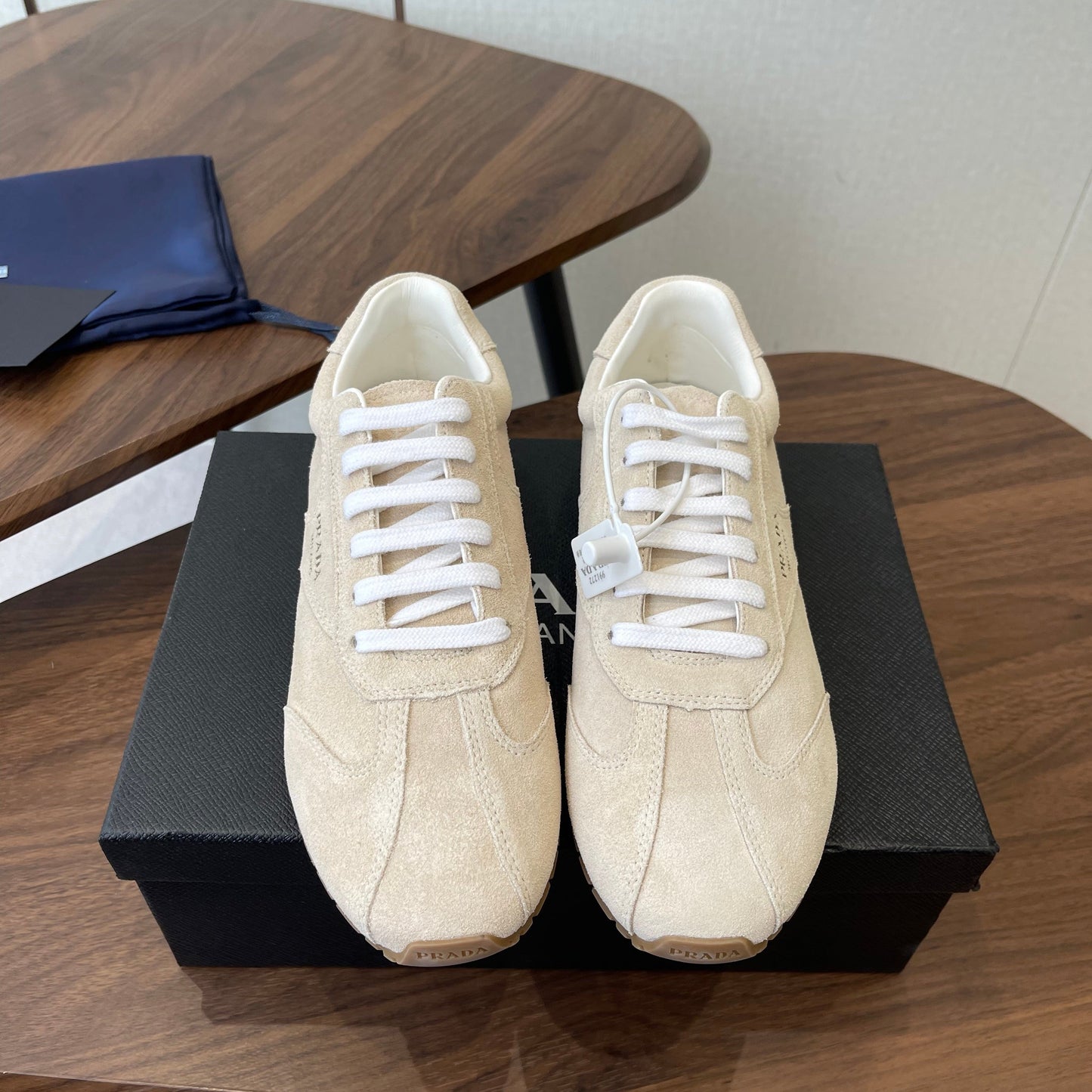 PRADA 25S SNEAKER IN LIGHT BEIGE SUEDE STYLE 11 - 35