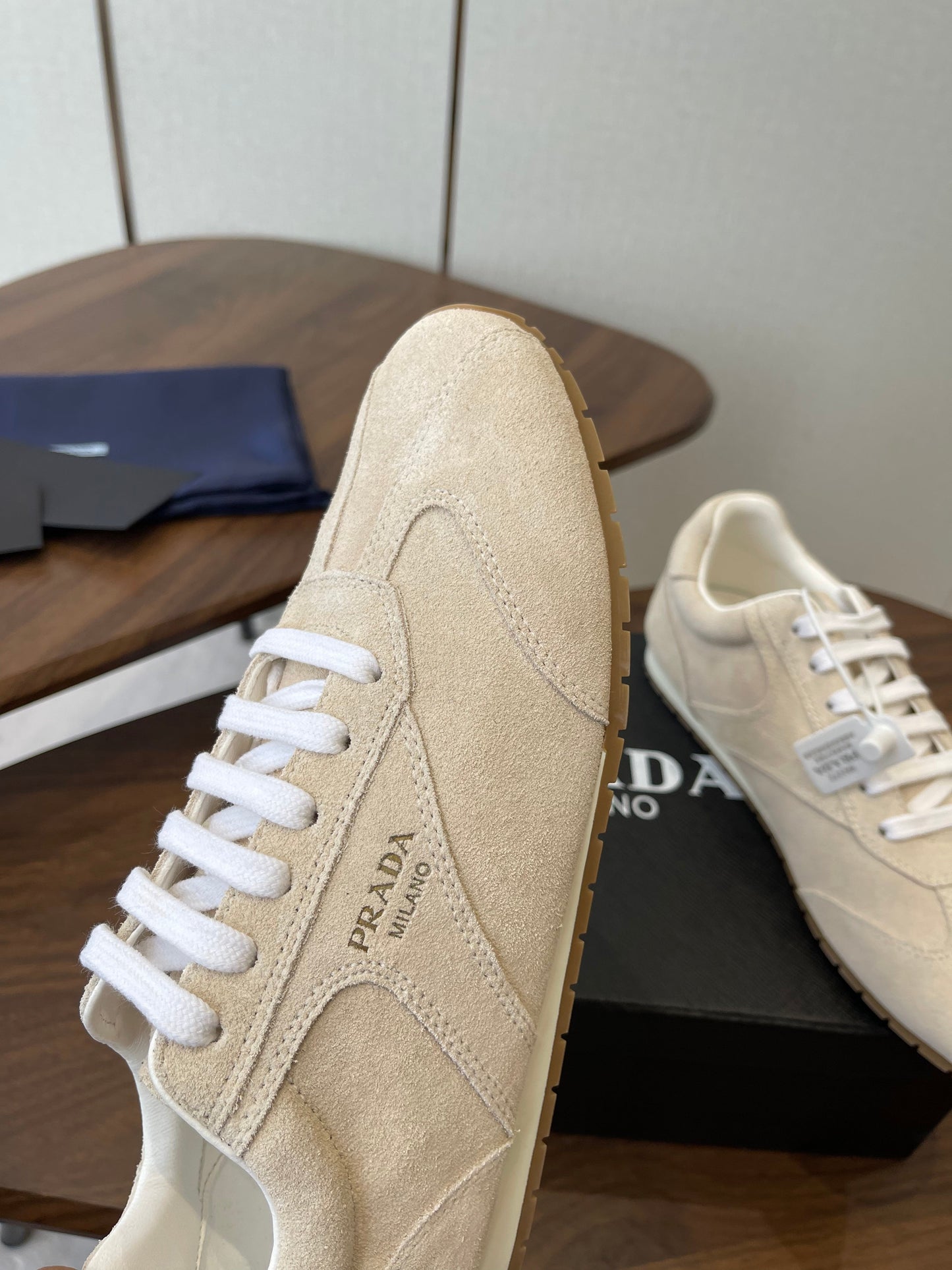 PRADA 25S SNEAKER IN LIGHT BEIGE SUEDE STYLE 11 - 35
